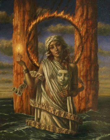 Jake Baddeley - Fire and Water II - oil on wood - 70 x 50 cm - 2013 - SOLD