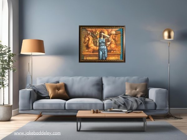 Jake Baddeley - The Sixth Sense - oil on canvas 80 x 60 cm - 2024 - framed in room