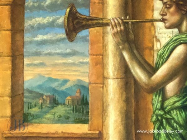 Jake Baddeley - Trumpets and Bells - oil on canvas - 60 x 80 cm - 2024 - detail 1