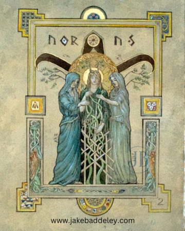 Jake Baddeley - Norns II - ink on water colour paper - A3 size